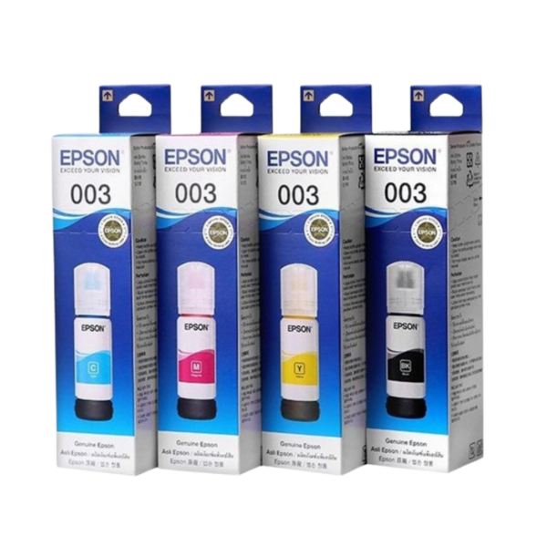 Epson 003 Ink 65ml Black, Cyan, Magenta, Yellow for  Tri-Color Ink Bottles